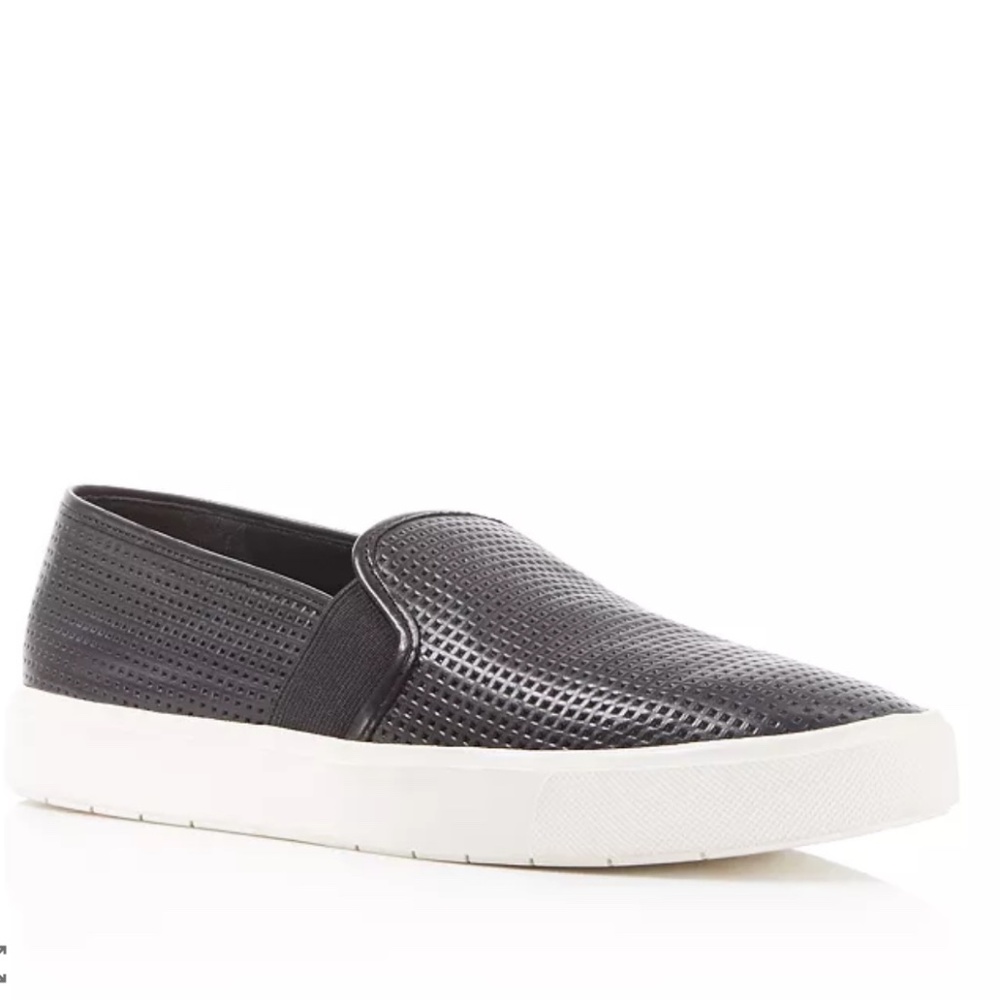 Vince Blair 5 Perforated Slip-On Sneakers - Black Leather, Size 10